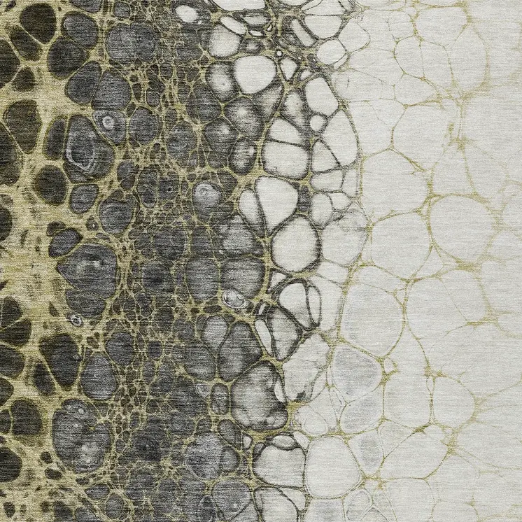 5' X 8' Beige Taupe And Chocolate Abstract Washable Indoor Outdoor Area Rug