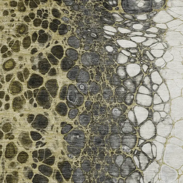 9' X 12' Beige Taupe And Chocolate Abstract Washable Indoor Outdoor Area Rug