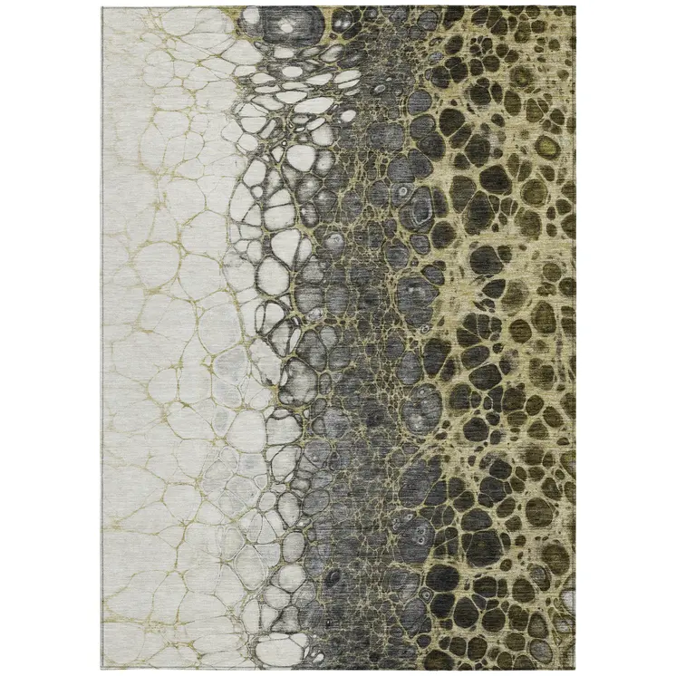 10' X 14' Beige Taupe And Chocolate Abstract Washable Indoor Outdoor Area Rug