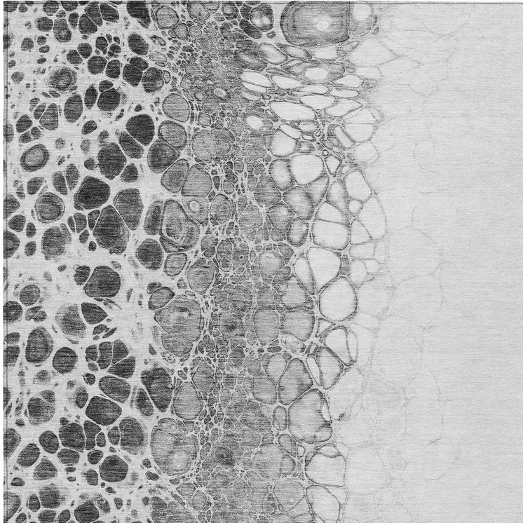 5' X 8' Gray Silver And Charcoal Abstract Washable Indoor Outdoor Area Rug