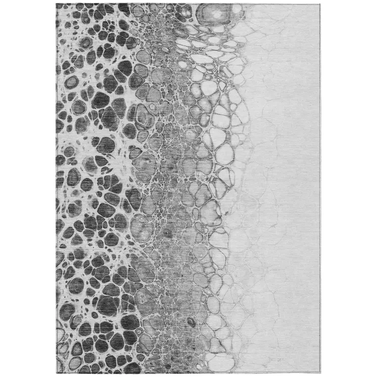 5' X 8' Gray Silver And Charcoal Abstract Washable Indoor Outdoor Area Rug