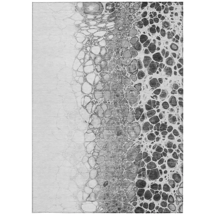 9' X 12' Gray Silver And Charcoal Abstract Washable Indoor Outdoor Area Rug