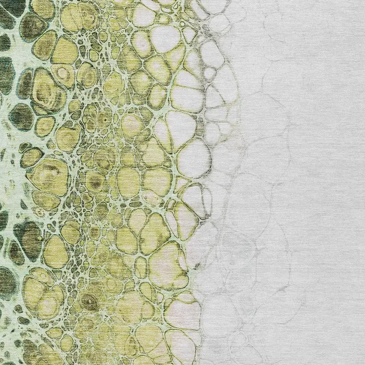 5' X 8' Olive Green And Gold Abstract Washable Indoor Outdoor Area Rug