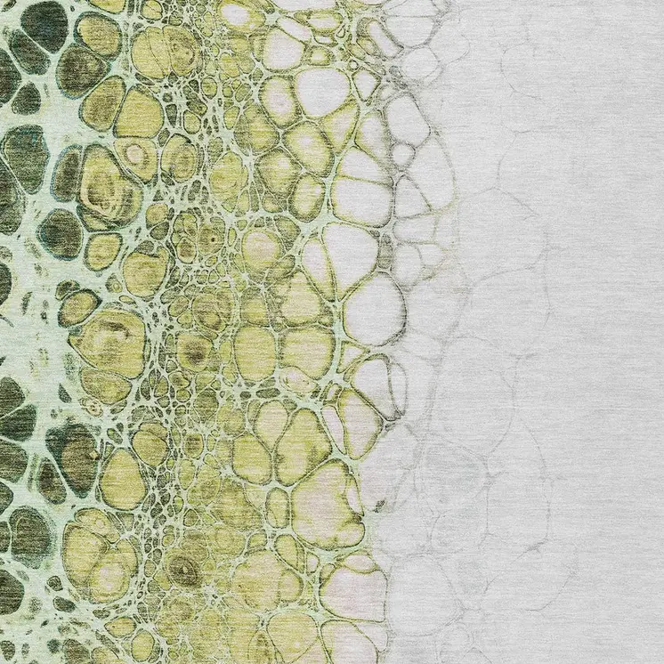 8' X 10' Olive Green And Gold Abstract Washable Indoor Outdoor Area Rug