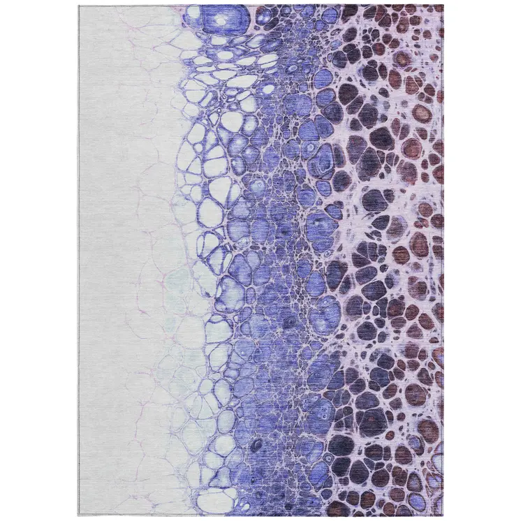3' X 5' Purple Lilac And Eggplant Abstract Washable Indoor Outdoor Area Rug