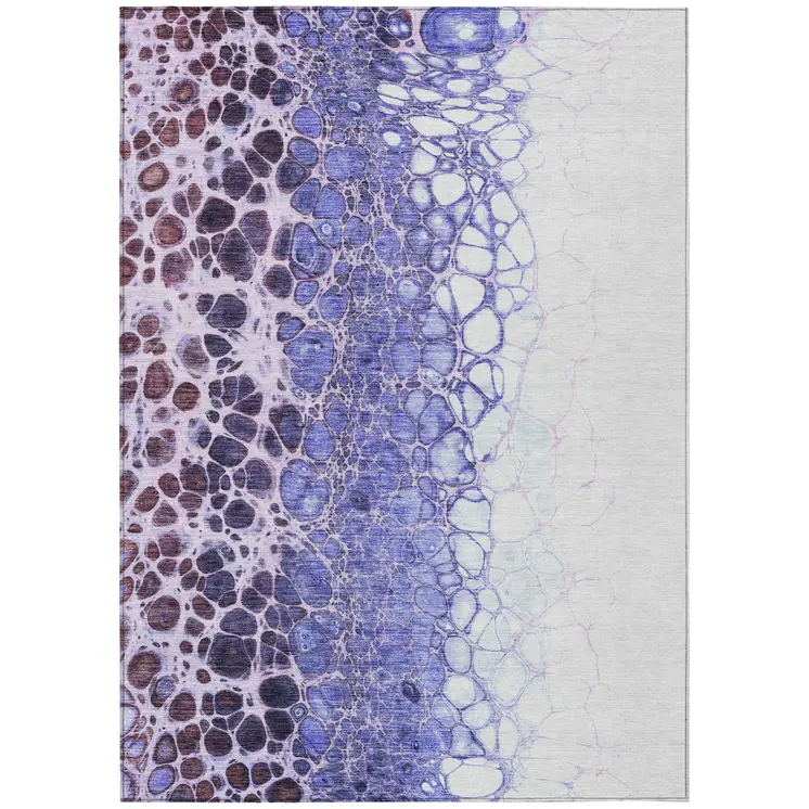 5' X 8' Purple Lilac And Eggplant Abstract Washable Indoor Outdoor Area Rug