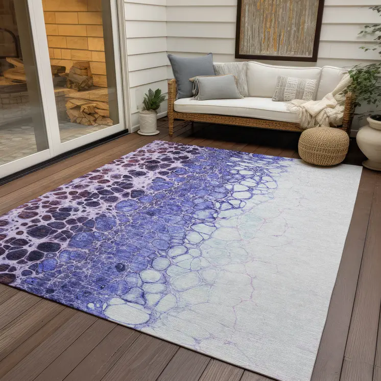 10' X 14' Purple Lilac And Eggplant Abstract Washable Indoor Outdoor Area Rug