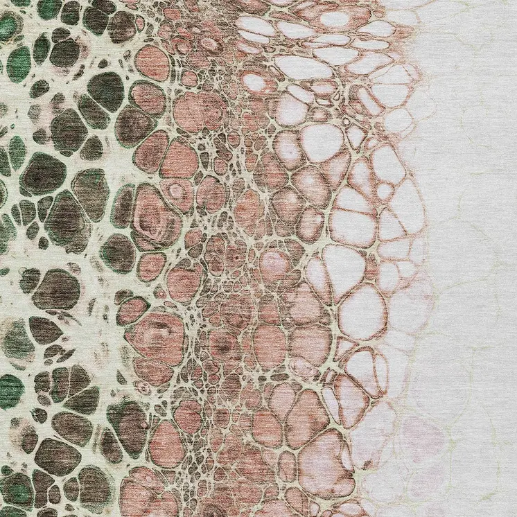 8' X 10' Salmon Green And Chocolate Abstract Washable Indoor Outdoor Area Rug