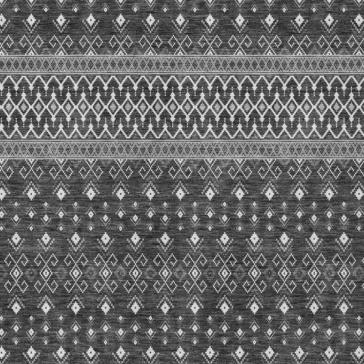 10' X 14' Gray Silver And Charcoal Tribal Washable Indoor Outdoor Area Rug
