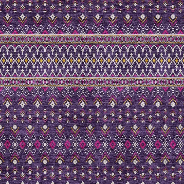 3' X 5' Purple Pink And Yellow Tribal Washable Indoor Outdoor Area Rug