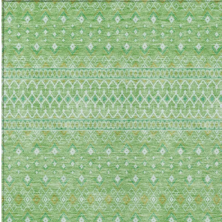 3' X 5' Green And Mint Green Tribal Washable Indoor Outdoor Area Rug