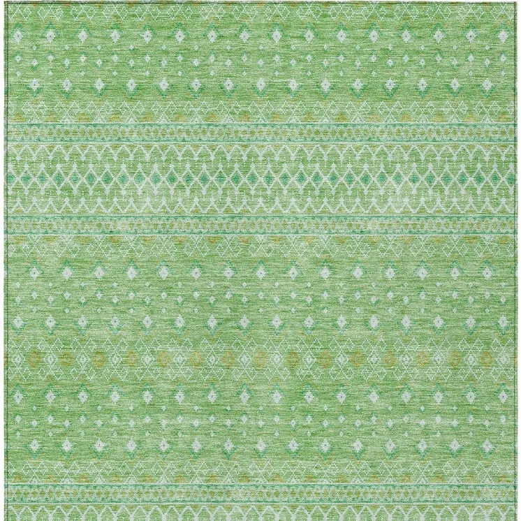 3' X 5' Green And Mint Green Tribal Washable Indoor Outdoor Area Rug