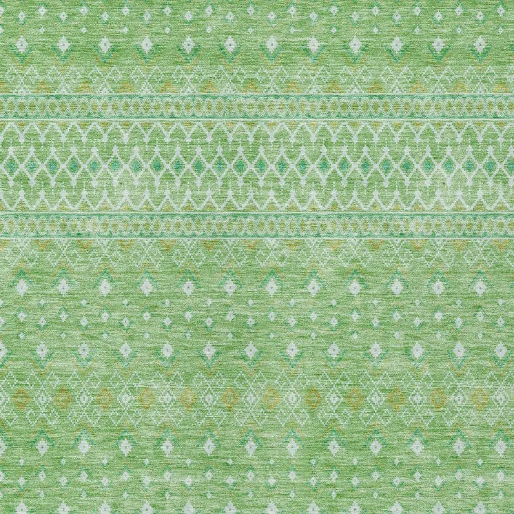 5' X 8' Green And Mint Green Tribal Washable Indoor Outdoor Area Rug