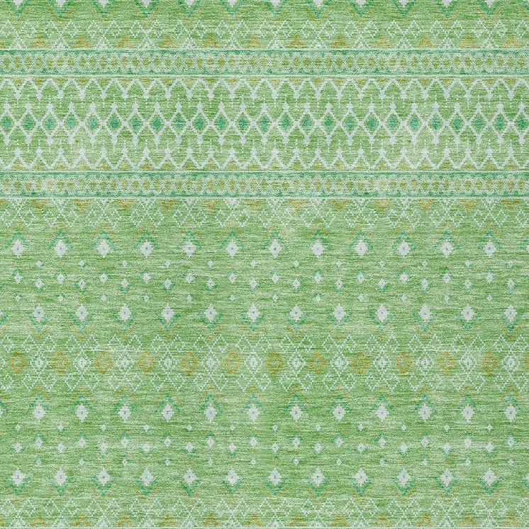 8' X 10' Green And Mint Green Tribal Washable Indoor Outdoor Area Rug