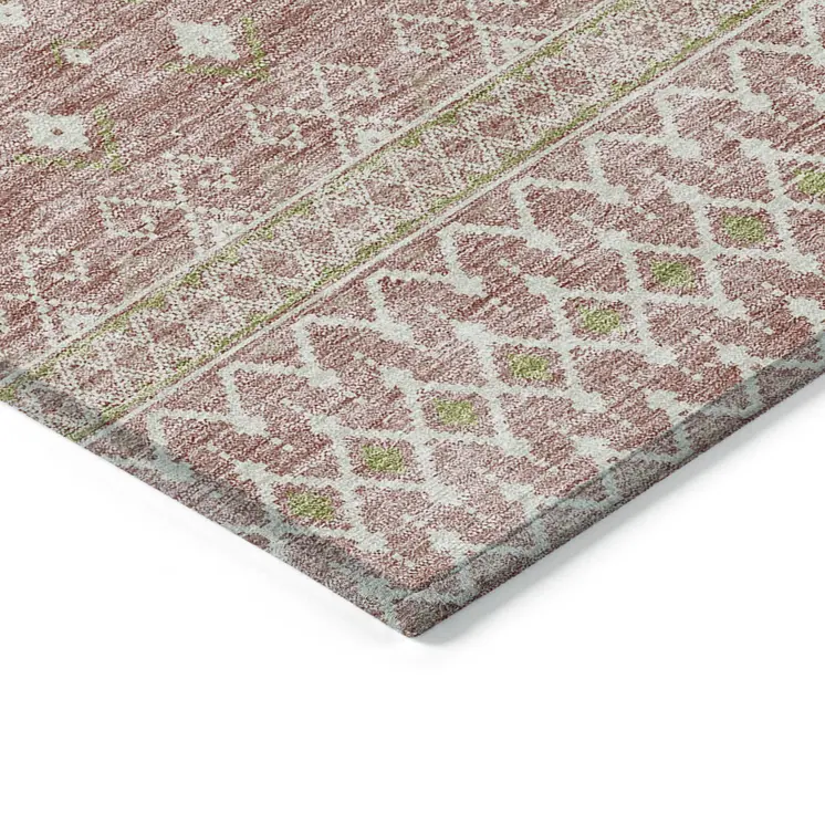 8' X 10' Blush Gold And Ivory Tribal Washable Indoor Outdoor Area Rug