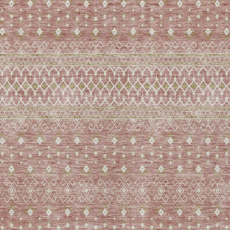 10' X 14' Blush Gold And Ivory Tribal Washable Indoor Outdoor Area Rug