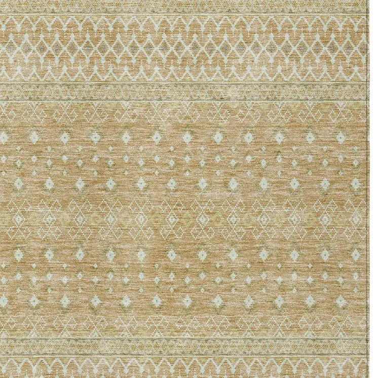 8' X 10' Copper Ivory And Olive Green Tribal Washable Indoor Outdoor Area Rug