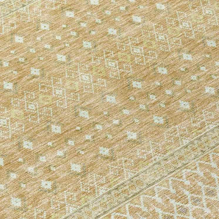 8' X 10' Copper Ivory And Olive Green Tribal Washable Indoor Outdoor Area Rug
