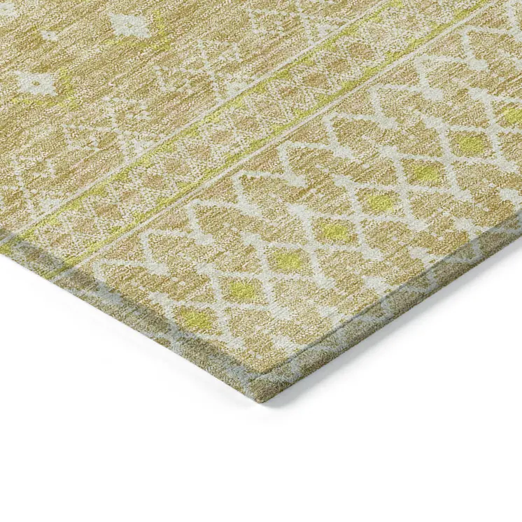 3' X 5' Gold Ivory And Taupe Tribal Washable Indoor Outdoor Area Rug