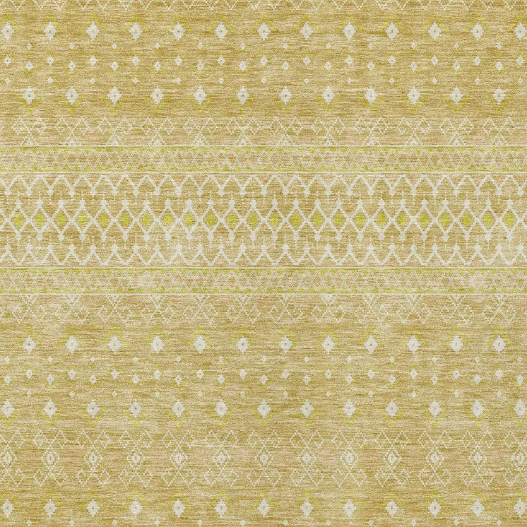 5' X 8' Gold Ivory And Taupe Tribal Washable Indoor Outdoor Area Rug