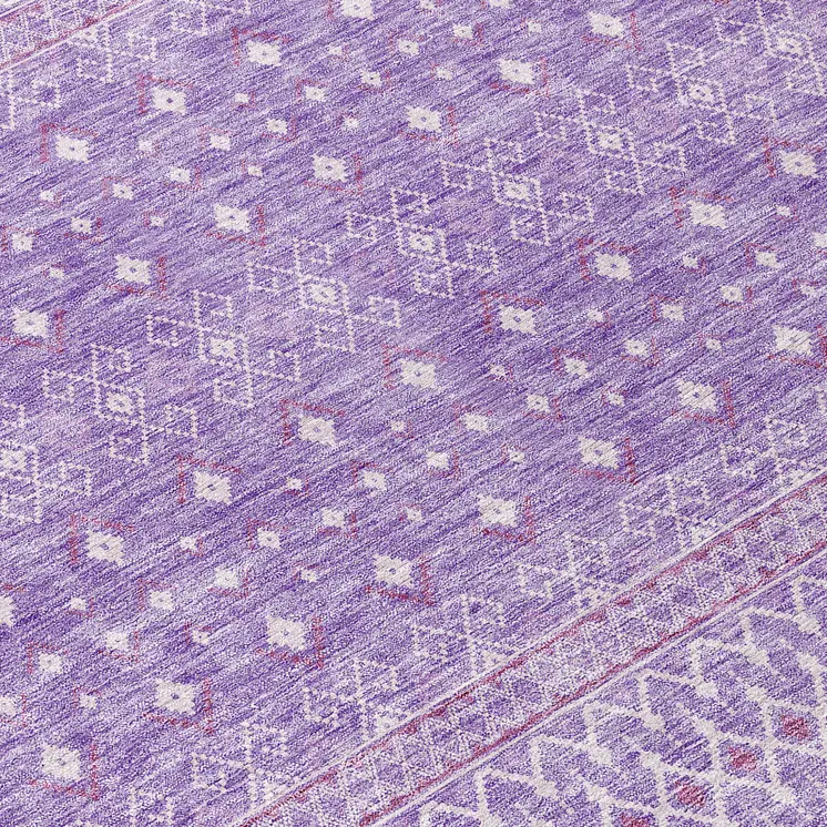 3' X 5' Lavender And Purple Tribal Washable Indoor Outdoor Area Rug