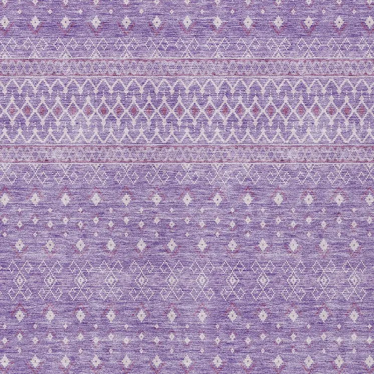 9' X 12' Lavender And Purple Tribal Washable Indoor Outdoor Area Rug