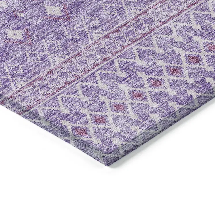 9' X 12' Lavender And Purple Tribal Washable Indoor Outdoor Area Rug