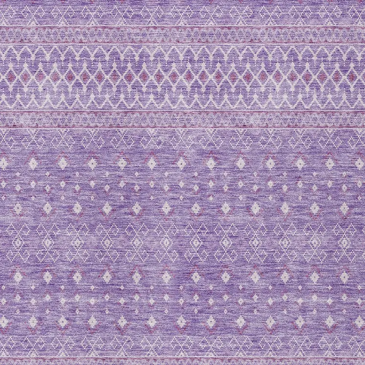 10' X 14' Lavender And Purple Tribal Washable Indoor Outdoor Area Rug