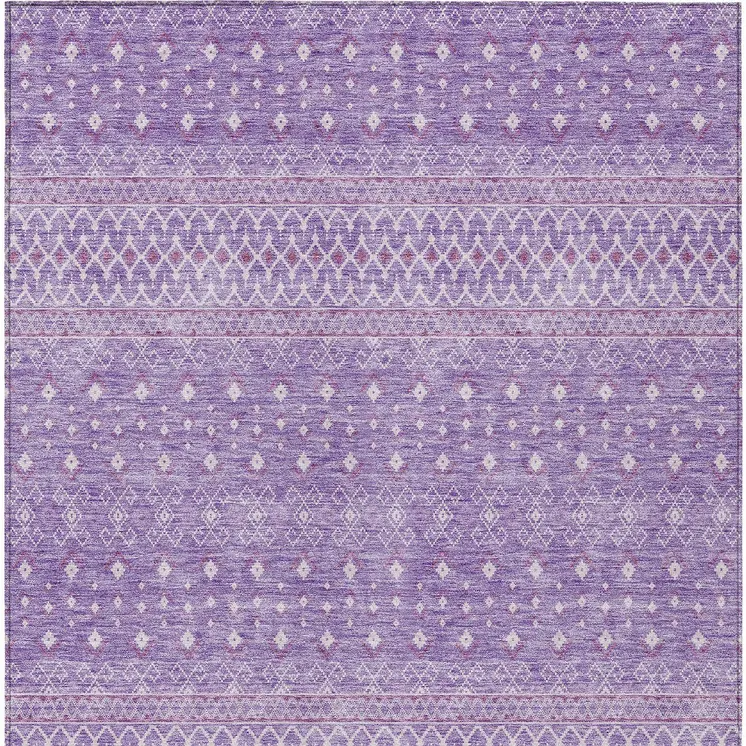 10' X 14' Lavender And Purple Tribal Washable Indoor Outdoor Area Rug