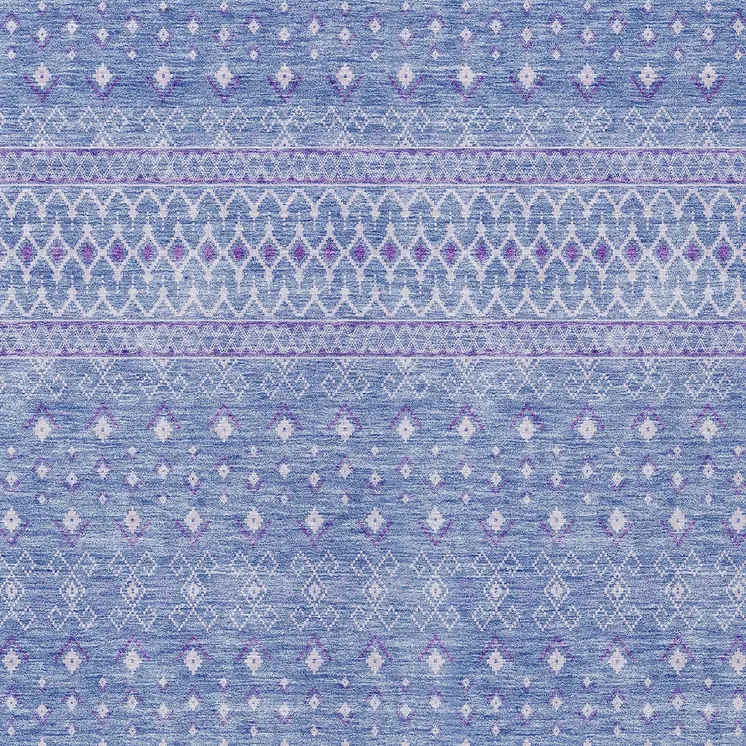 10' X 14' Sky Blue Purple And Ivory Tribal Washable Indoor Outdoor Area Rug