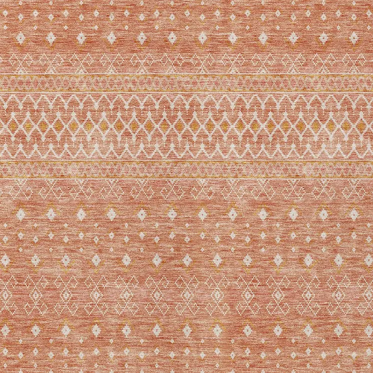 8' X 10' Salmon Gold And Ivory Tribal Washable Indoor Outdoor Area Rug
