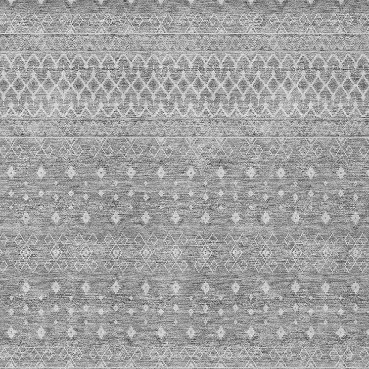 3' X 5' Silver Gray And Ivory Tribal Washable Indoor Outdoor Area Rug