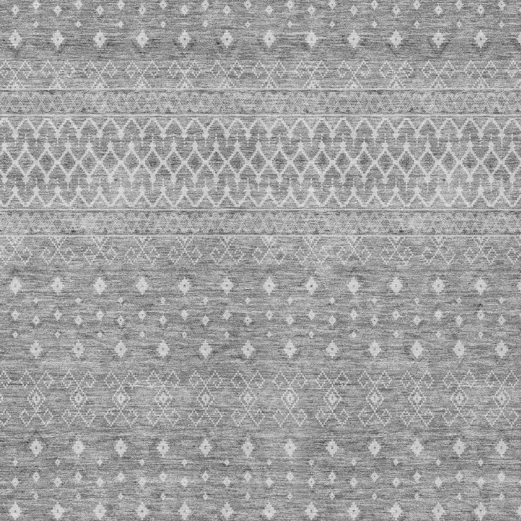 8' X 10' Silver Gray And Ivory Tribal Washable Indoor Outdoor Area Rug