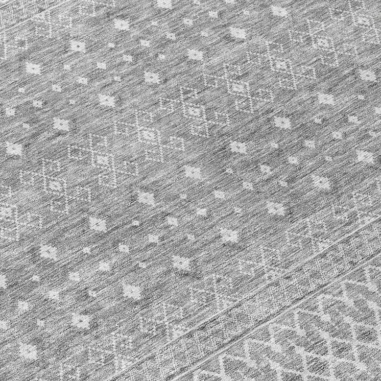8' X 10' Silver Gray And Ivory Tribal Washable Indoor Outdoor Area Rug