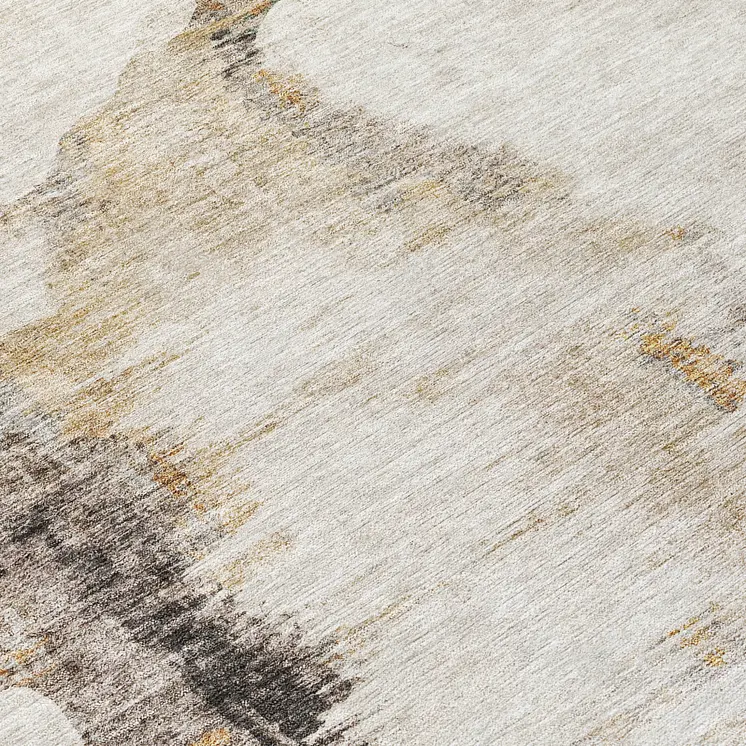 8' Beige Ivory And Taupe Round Abstract Washable Indoor Outdoor Area Rug