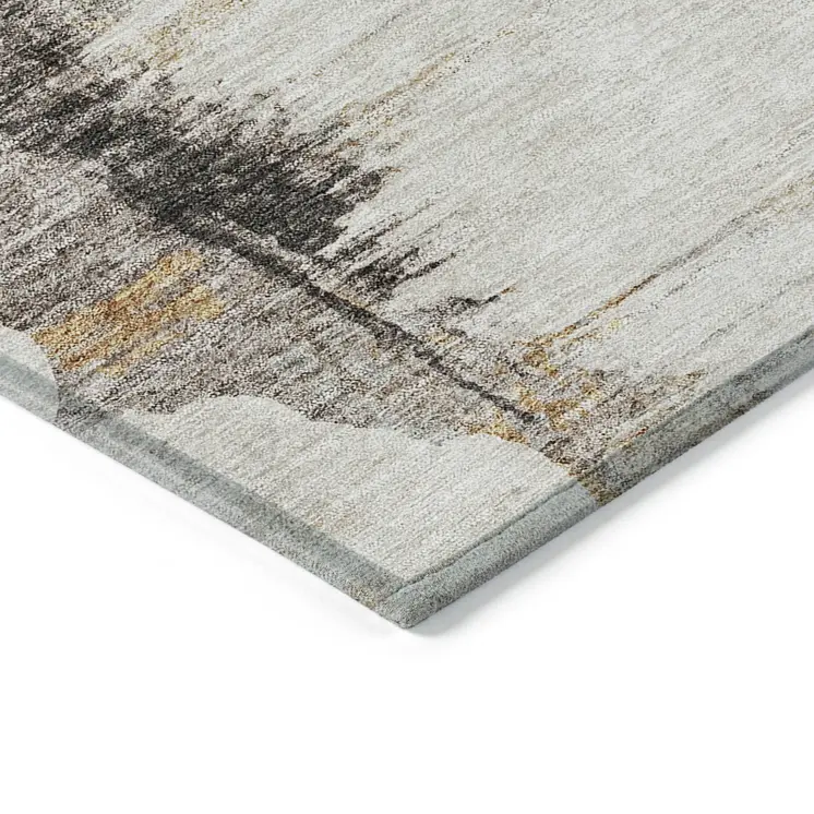 10' X 14' Beige Ivory And Taupe Abstract Washable Indoor Outdoor Area Rug