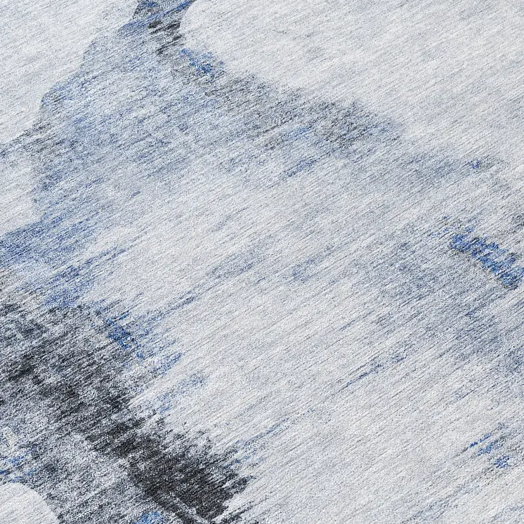 8' Navy Blue And Ivory Round Abstract Washable Indoor Outdoor Area Rug