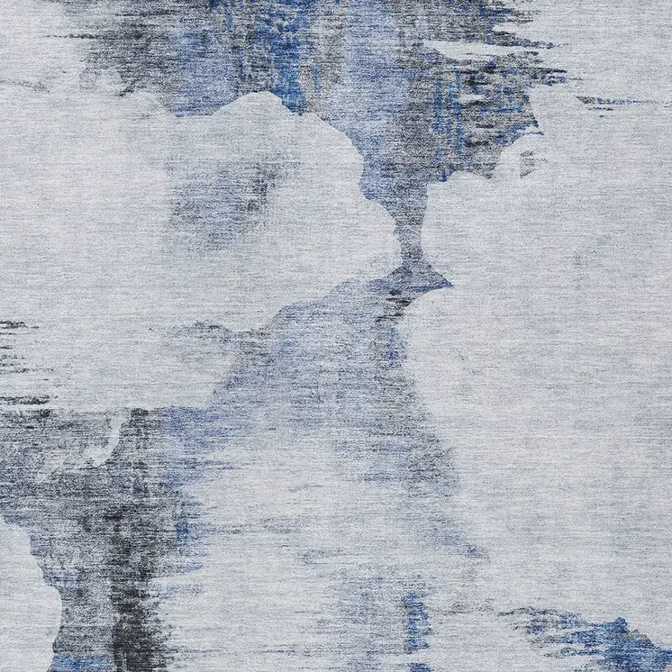 10' X 14' Navy Blue And Ivory Abstract Washable Indoor Outdoor Area Rug