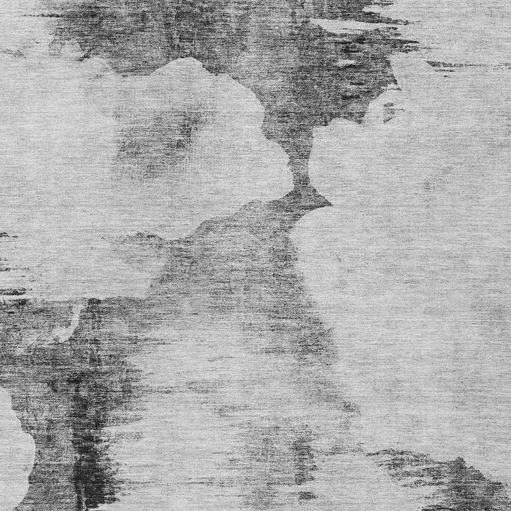 5' X 8' Gray Silver And Charcoal Abstract Washable Indoor Outdoor Area Rug