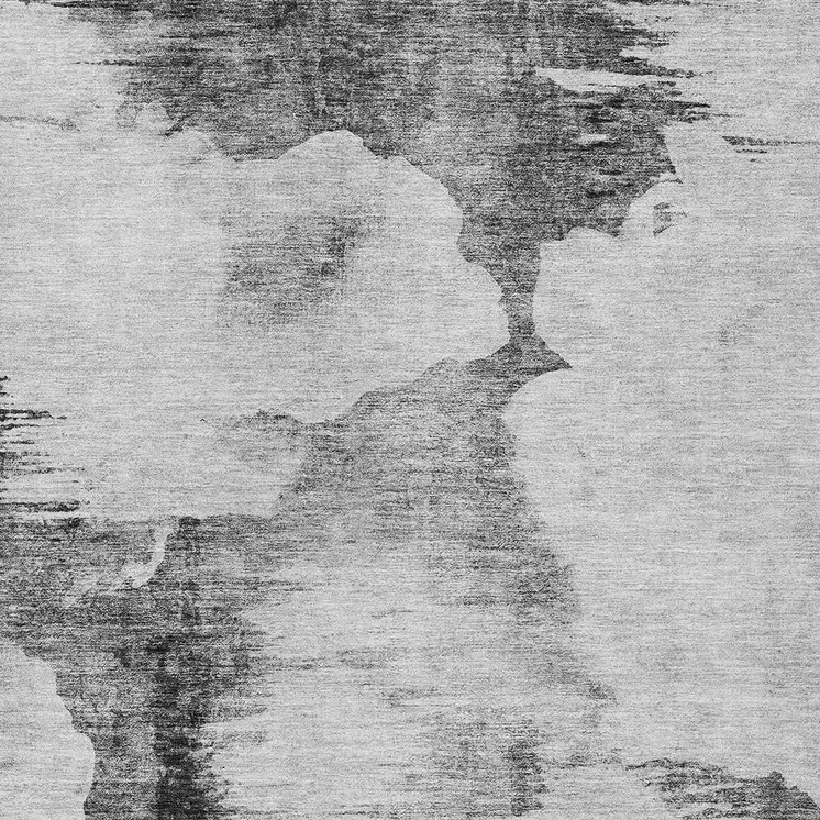 10' X 14' Gray Silver And Charcoal Abstract Washable Indoor Outdoor Area Rug