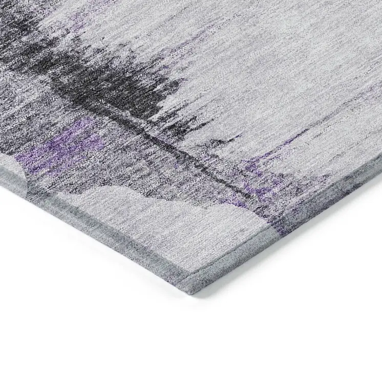 5' X 8' Purple Lavender And Gray Abstract Washable Indoor Outdoor Area Rug