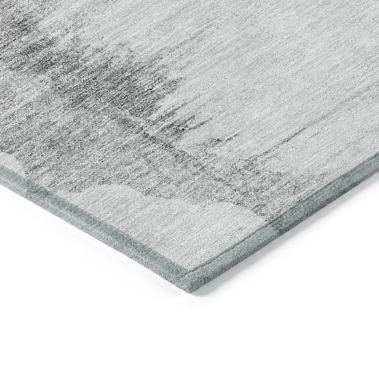 5' X 8' Silver Gray And Pewter Abstract Washable Indoor Outdoor Area Rug