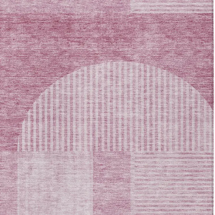 3' X 5' Blush Pink And Mauve Geometric Washable Indoor Outdoor Area Rug