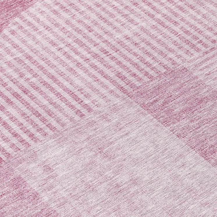 8' Blush Pink And Mauve Round Geometric Washable Indoor Outdoor Area Rug