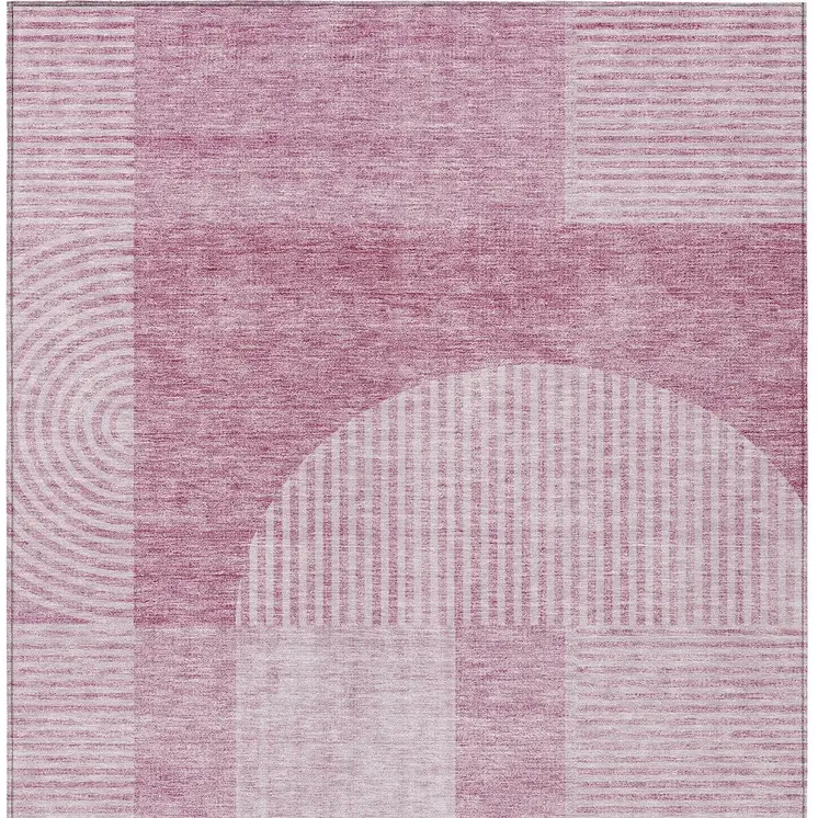 8' X 10' Blush Pink And Mauve Geometric Washable Indoor Outdoor Area Rug