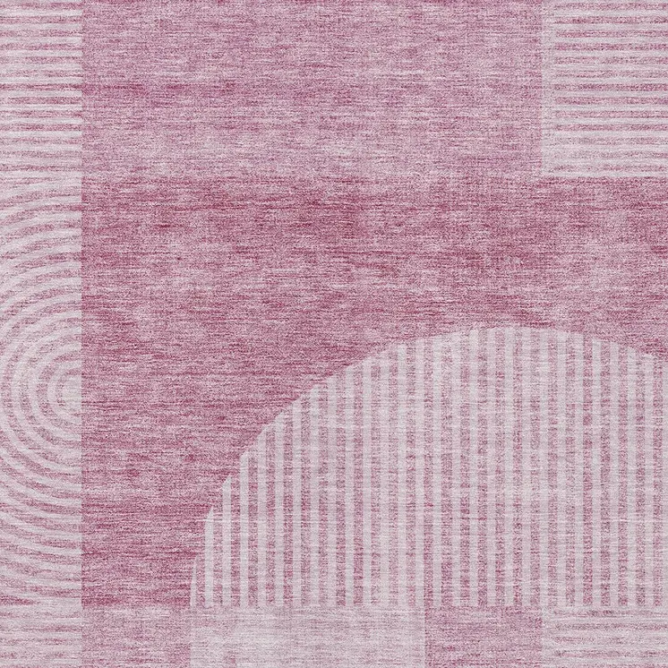 8' X 10' Blush Pink And Mauve Geometric Washable Indoor Outdoor Area Rug