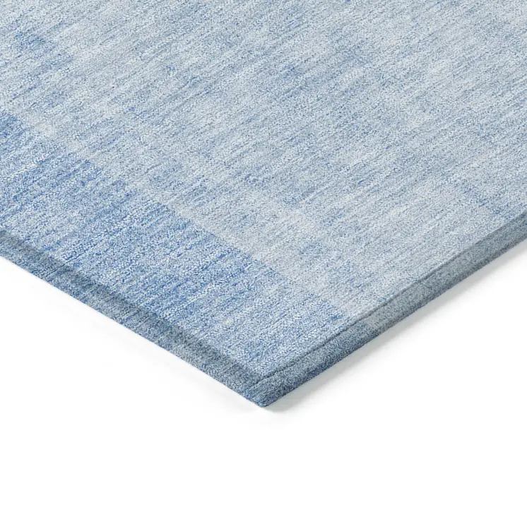 3' X 5' Sky Blue And Denim Blue Geometric Washable Indoor Outdoor Area Rug