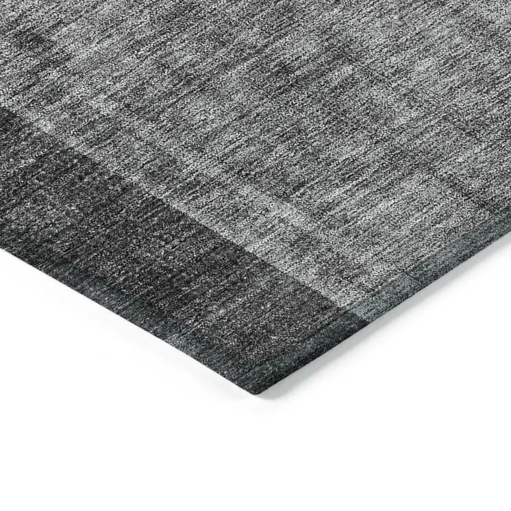 3' X 5' Charcoal Gray And Silver Geometric Washable Indoor Outdoor Area Rug
