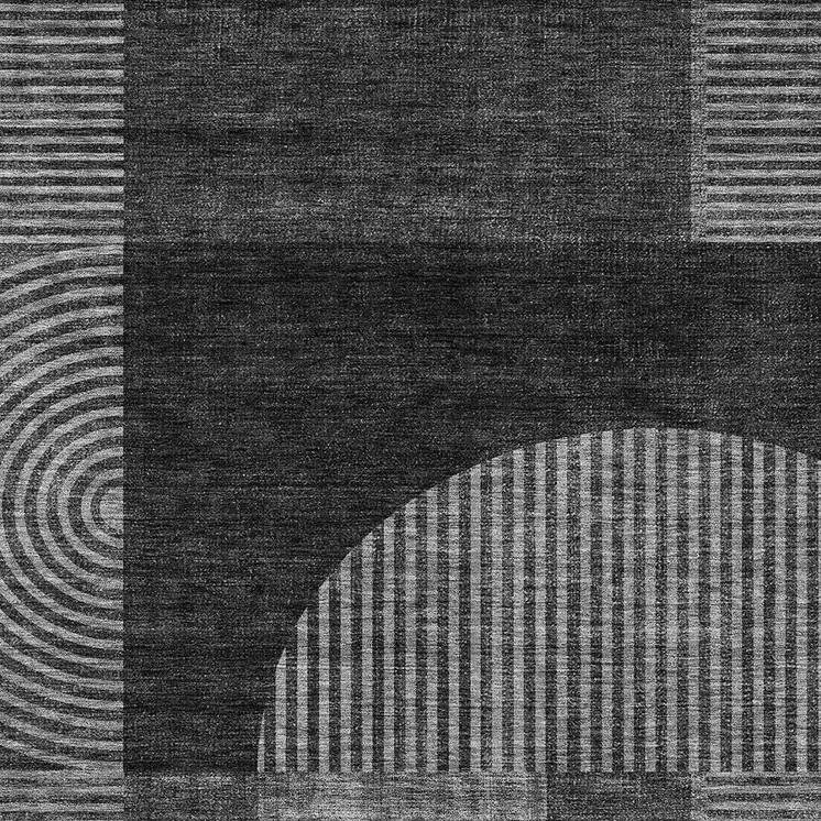 3' X 5' Charcoal Gray And Silver Geometric Washable Indoor Outdoor Area Rug
