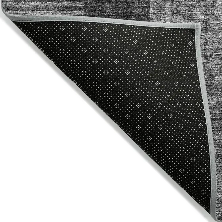 10' X 14' Charcoal Gray And Silver Geometric Washable Indoor Outdoor Area Rug